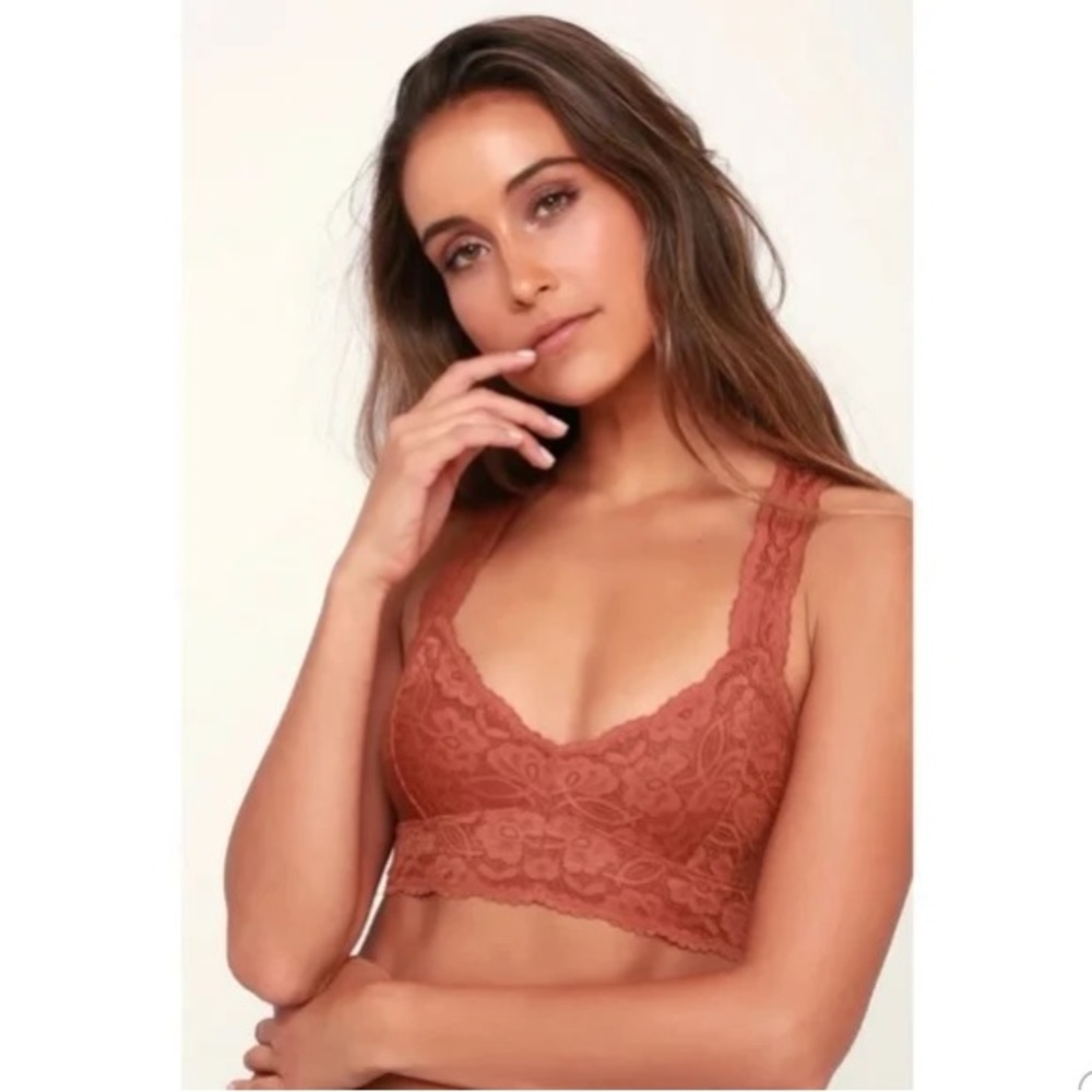 Free People Galloon Lace Racerback Bralette Rust